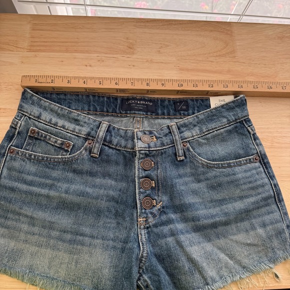 Lucky Brand The Cutoff Shorts Women's Blue Denim Frayed Button Fly - 0/25 NWT - Picture 9 of 11